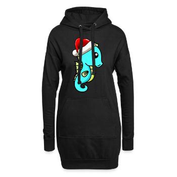 Hippocampe Comic Christmas - Sweat-shirt à capuche long Femme - noir - Devant