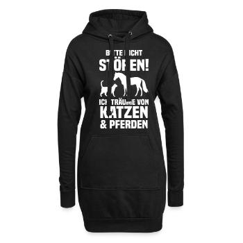 Pferde Pferdeliebhaber Katzenliebhaber Katzen - Hoodie-Kleid - Schwarz - Vorne