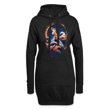 Fuchs Geist Japan Art Style Kitsune Yokai Design - Hoodie-Kleid - Schwarz - Vorne