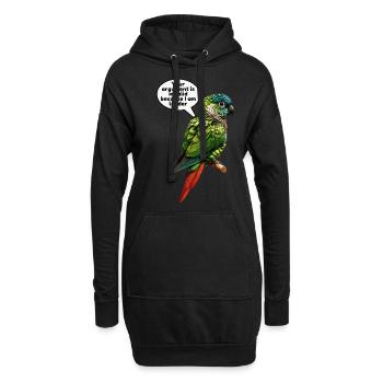 Joues vertes Conure Meme Drôle Conure Perroquet - Sweat-shirt à capuche long Femme - noir - Devant
