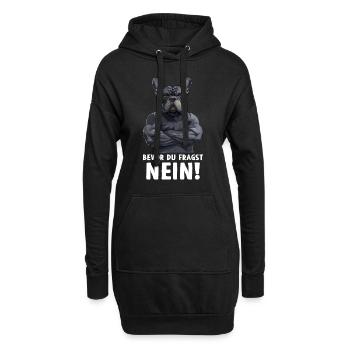 Französische Bulldogge Hund Frenchie Bevor du frag - Hoodie-Kleid - Schwarz - Vorne