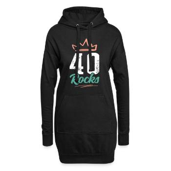 40 jahre alt rockt - Hoodie-Kleid - Schwarz - Vorne