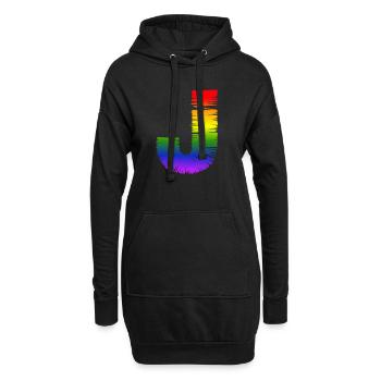Regenbogen-J - Hoodie-Kleid - Schwarz - Vorne