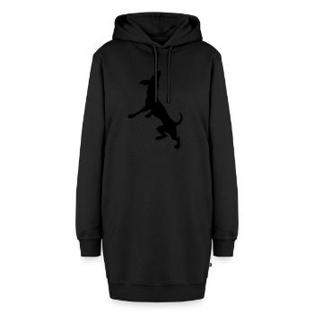 dog82 - Hoodie-Kleid - Schwarz - Vorne - AI Model Female 172 light (172cm)