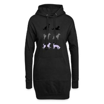 Sechs Hunde - Hoodie-Kleid - Schwarz - Vorne