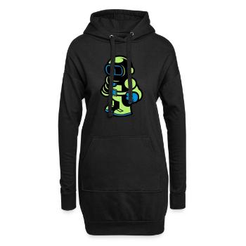 Cartoon Spaceman Astronaut - Hoodie Dress - black - Front