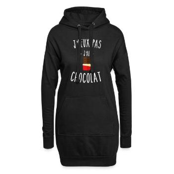 je peux pas j'ai chocolat - tablette - chocolat - Sweat-shirt à capuche long Femme - noir - Devant