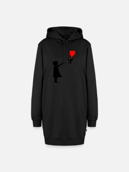 Hommage an Banksy - Hoodie-Kleid - Schwarz