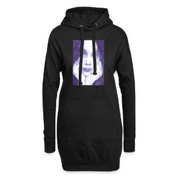 Gesicht der Frau - Hoodie-Kleid - Schwarz - Vorne