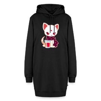 Monu die kleine Katze - Hoodie-Kleid - Schwarz - Vorne