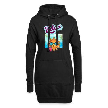 DETENTE RELAXATION - Sweat-shirt à capuche long Femme - noir - Devant