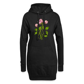 Fleur - Sweat-shirt à capuche long Femme - noir - Devant