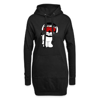 Cool Mignon DJ Chien Animal de compagnie Chiot Musique de fête - Sweat-shirt à capuche long Femme - noir - Devant