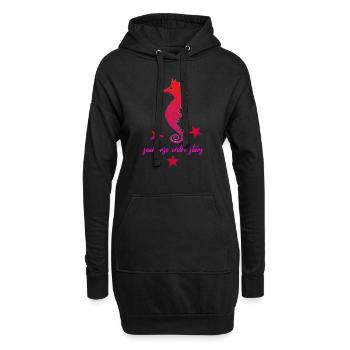 rotes Seepferdchen mit Sternchen pink - Hoodie-Kleid - Schwarz - Vorne