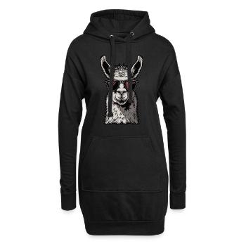 Lustiges Lama Alpaka - Hoodie-Kleid - Schwarz - Vorne