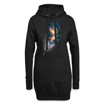 Bateau sur le lac – la nature au printemps - Sweat-shirt à capuche long Femme - noir - Devant