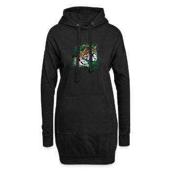 Leopard Rainforest Plants Nature Vegetation - Hoodie Dress - black - Front