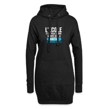 l'école c'est plus sympa avec un maitre comme moi - Sweat-shirt à capuche long Femme - noir - Devant