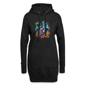 Dynamischer Aufschlag: Die Kunst des Tennis in Bewegung - Hoodie-Kleid - Schwarz - Vorne