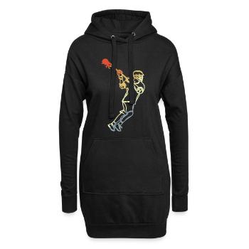 Lacrosse Spieler Retro - Hoodie-Kleid - Schwarz - Vorne