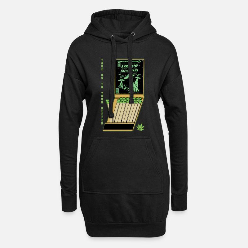 OVNI Invasion Vintage Affiche Design - Sweat-shirt à capuche long Femme - noir