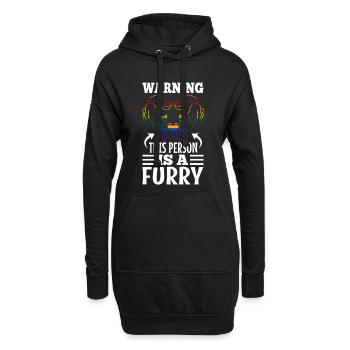 Warning This Person Is A Furry - Hoodie-Kleid - Schwarz - Vorne