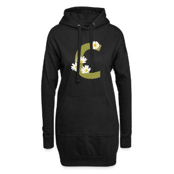 Buchstabe c grüne Gänseblümchen - Hoodie-Kleid - Schwarz - Vorne