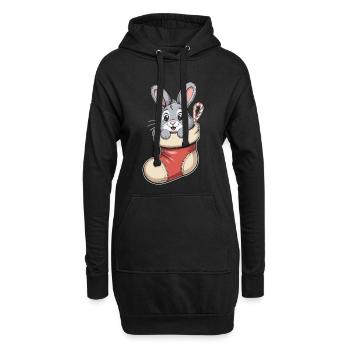 Lapin de Noël en chaussette câline - Sweat-shirt à capuche long Femme - noir - Devant