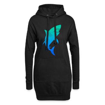Requins Requins Enfants Colorés Garçons Garçons Shark - Sweat-shirt à capuche long Femme - noir - Devant
