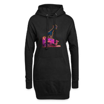 Surfer Giraffe - Hoodie-Kleid - Schwarz - Vorne