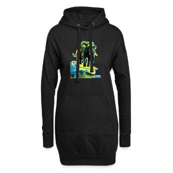 Elefant Surfer - Hoodie-Kleid - Schwarz - Vorne