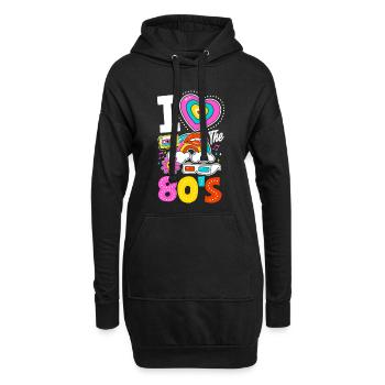 Retour rétro au design vintage des années 80 - Sweat-shirt à capuche long Femme - noir - Devant