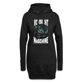 Gym Shirt – Vorsicht Maschine - Hoodie-Kleid - Schwarz - Vorne