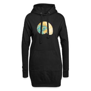 Water-coloured shell spiral - Hoodie Dress - black - Front