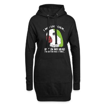 Je peux avoir l’air calme Drôle de perroquet disant quaker - Sweat-shirt à capuche long Femme - noir - Devant