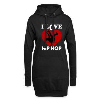 I Love Hip Hop Ich liebe Hip Hop Dancing Tanzen - Hoodie-Kleid - Schwarz - Vorne
