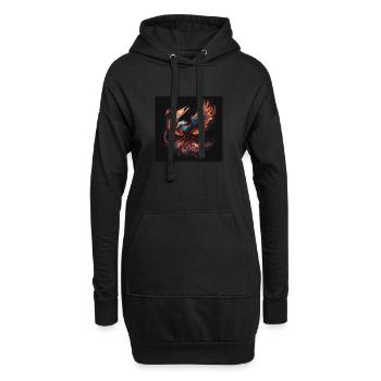 Puissant phénix montant, ligne d’icônes - Sweat-shirt à capuche long Femme - noir - Devant