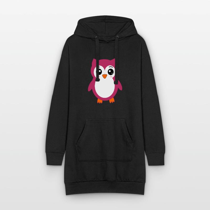 Eule, Rosa Eule Hoodie-Kleid