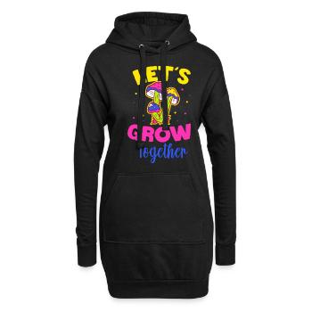 Mushroom Lets Grow Together - Hoodie-Kleid - Schwarz - Vorne