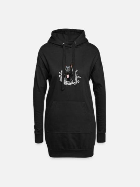 Schwarzer Schäferhund im Glas Loch - Hoodie-Kleid - Schwarz