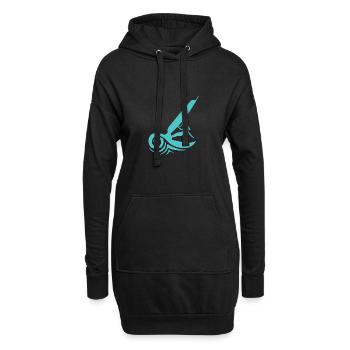 Surfing Wind Surfer Girl Silhouette Geschenkidee - Hoodie-Kleid - Schwarz - Vorne