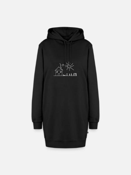 Strichmännchen - Hoodie-Kleid - Schwarz