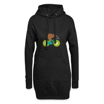 Kiwi Radfahrer - Hoodie-Kleid - Schwarz - Vorne