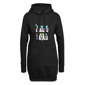Piano Vogel - Hoodie-Kleid - Schwarz - Vorne