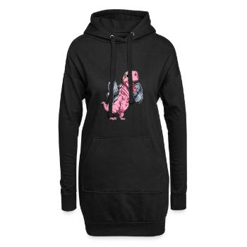 Tyrannosaurus Kniebeuge - Hoodie-Kleid - Schwarz - Vorne