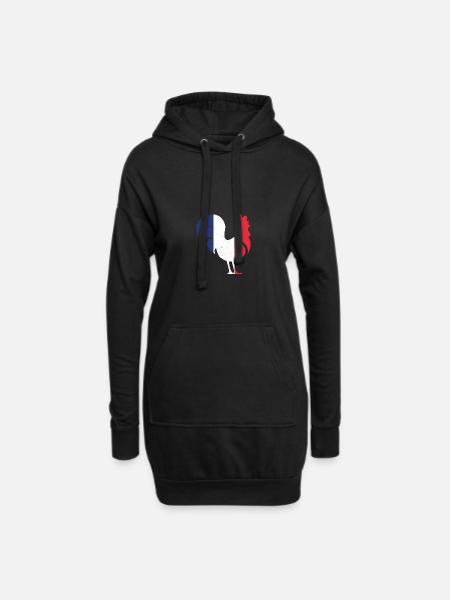 Frankreich France Hahn Nationalfarben Geschenk - Hoodie-Kleid - Schwarz