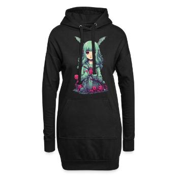Goth Pastel démon kawaii gothique Anime fille - Sweat-shirt à capuche long Femme - noir - Devant