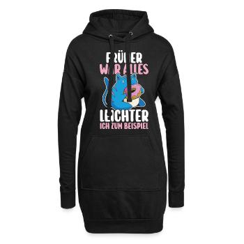 Früher War Alles Leichter Katze Donut Lustige Sprü - Hoodie-Kleid - Schwarz - Vorne