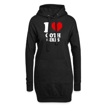 Ich liebe Gothic Girls Herz Lustig Witzig - Hoodie-Kleid - Schwarz - Vorne