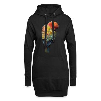 Papagei - Hoodie-Kleid - Schwarz - Vorne